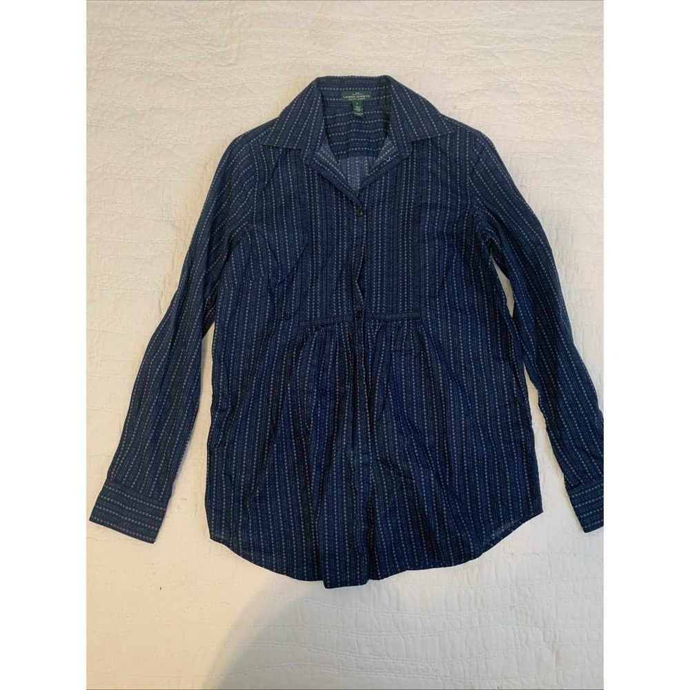 Lauren Ralph Lauren blouse, size S, full button-down, navy blue Cotton